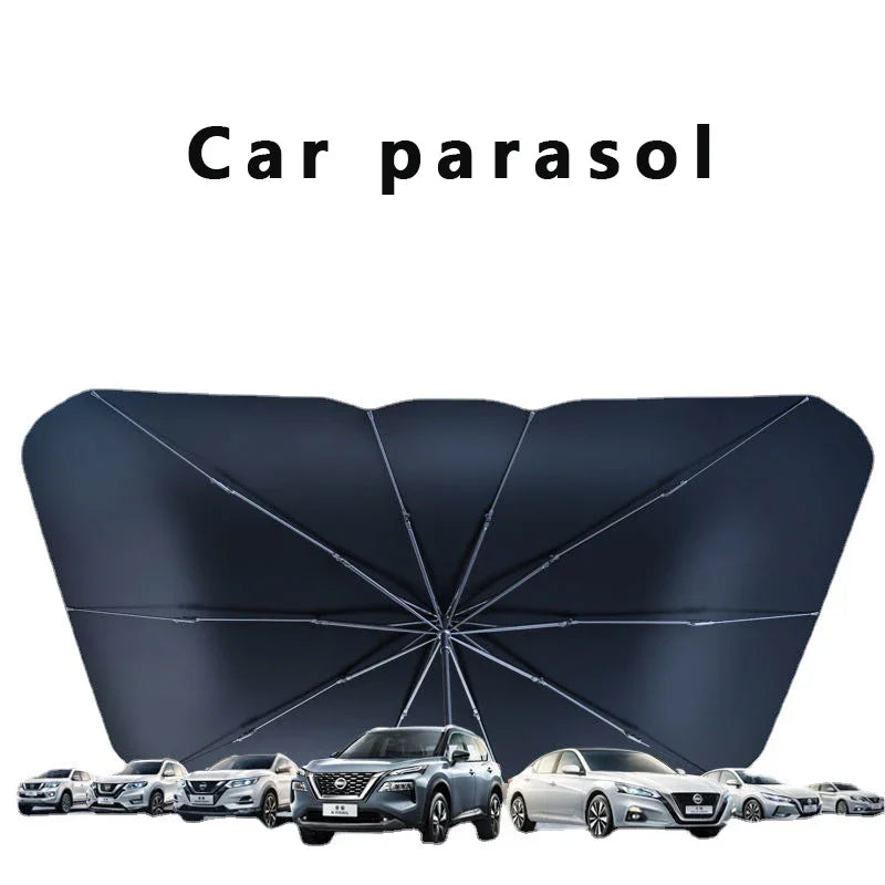 CabinHalo supplier image showing the umbrella-style windshield shade opened