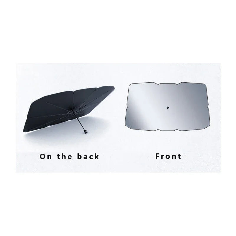 CabinHalo supplier image showing the black reverse and reflective front of the windshield shade